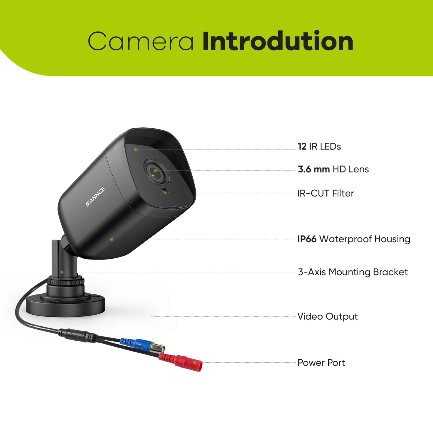 SANNCE 2/4PCS 2.0MP 1080P TVI Security Cameras Indoor Outdoor IR Night Vision CCTV Surveillance Security Camera With BNC Cable